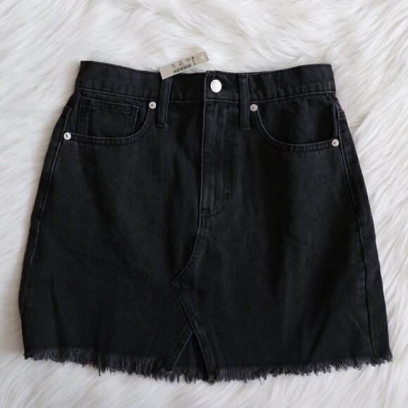 Madewell Black Rigid Denim A Line Mini Skirt Size 24 - Picture 5 of 9